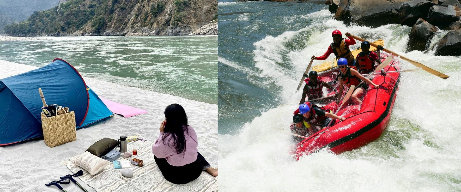 River rafting adventure in Rishikesh on the Ganges with Himalayan surroundings